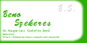 beno szekeres business card